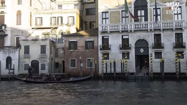 Three gondolas on the water in Venice, Italy