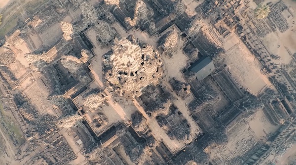 Cambodian temple, seen from above